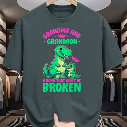 Best Grandma Shirt, Proud Grandma Unisex T-Shirt/Hoodie/Sweatshirt HLT00 - Grandma and Grandson A Bond That Can't Be Broken Dinosaurs T-Shirt