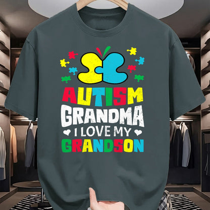 Best Grandma Shirt, Proud Grandma Unisex T-Shirt/Hoodie/Sweatshirt HLT00 - Autism Grandma I Love My Grandson Autistic Awareness T-Shirt