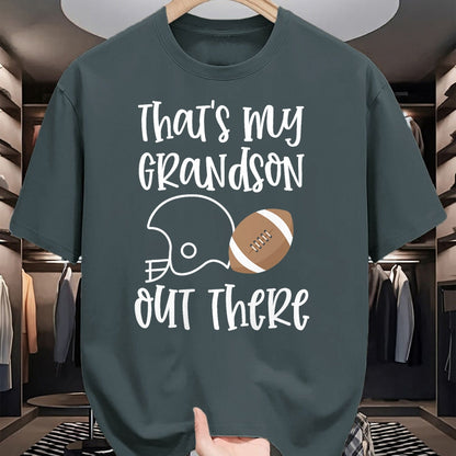 Best Grandma Shirt, Proud Grandma Unisex T-Shirt/Hoodie/Sweatshirt HLT00 - Proud Football Grandma Gift That's My Grandson Out There T-Shirt