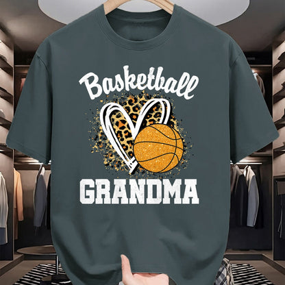 Best Grandma Shirt, Proud Grandma Unisex T-Shirt/Hoodie/Sweatshirt HLT00 - Basketball Grandma Leopard Heart T-Shirt