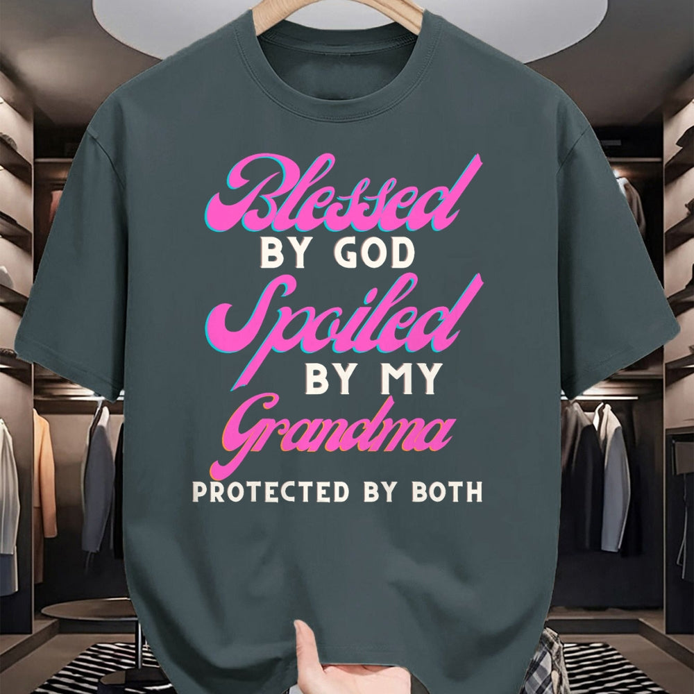Best Grandma Shirt, Proud Grandma Unisex T-Shirt/Hoodie/Sweatshirt HLT00 - Blessed By God Spoiled By My Grandma Protected By Both T-Shirt