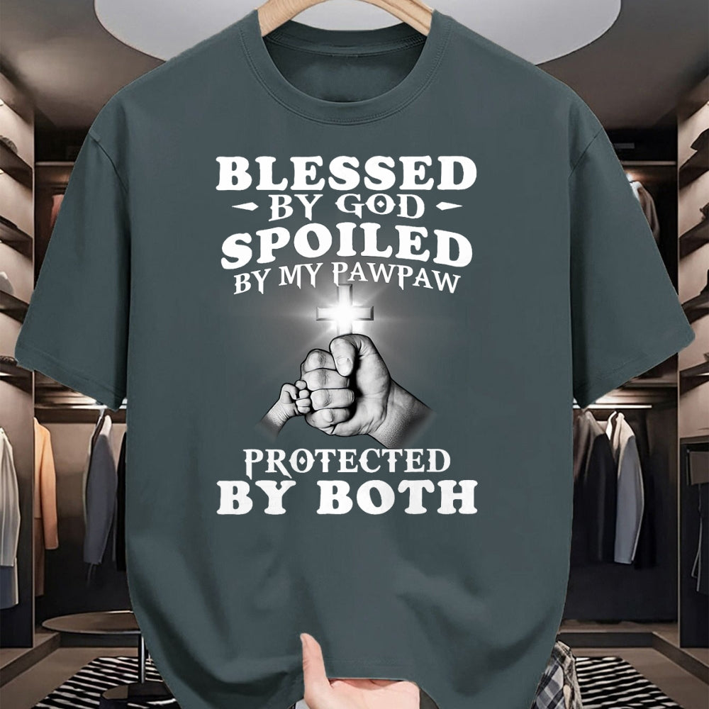 Best Grandma Shirt, Proud Grandma Unisex T-Shirt/Hoodie/Sweatshirt HLT00 - Blessed By God Spoiled By My Pawpaw Protected By Both T-Shirt