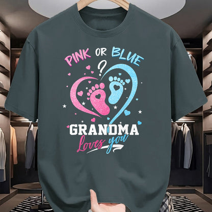 Best Grandma Shirt, Proud Grandma Unisex T-Shirt/Hoodie/Sweatshirt HLT00 - Pink Or Blue Grandma Loves You Gender Reveal Baby Gifts Mom T-Shirt