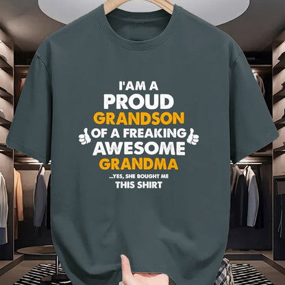 Best Grandma Shirt, Proud Grandma Unisex T-Shirt/Hoodie/Sweatshirt HLT00 - I Am A Proud Grandson Of A Freaking Awesome Grandma T Shirt