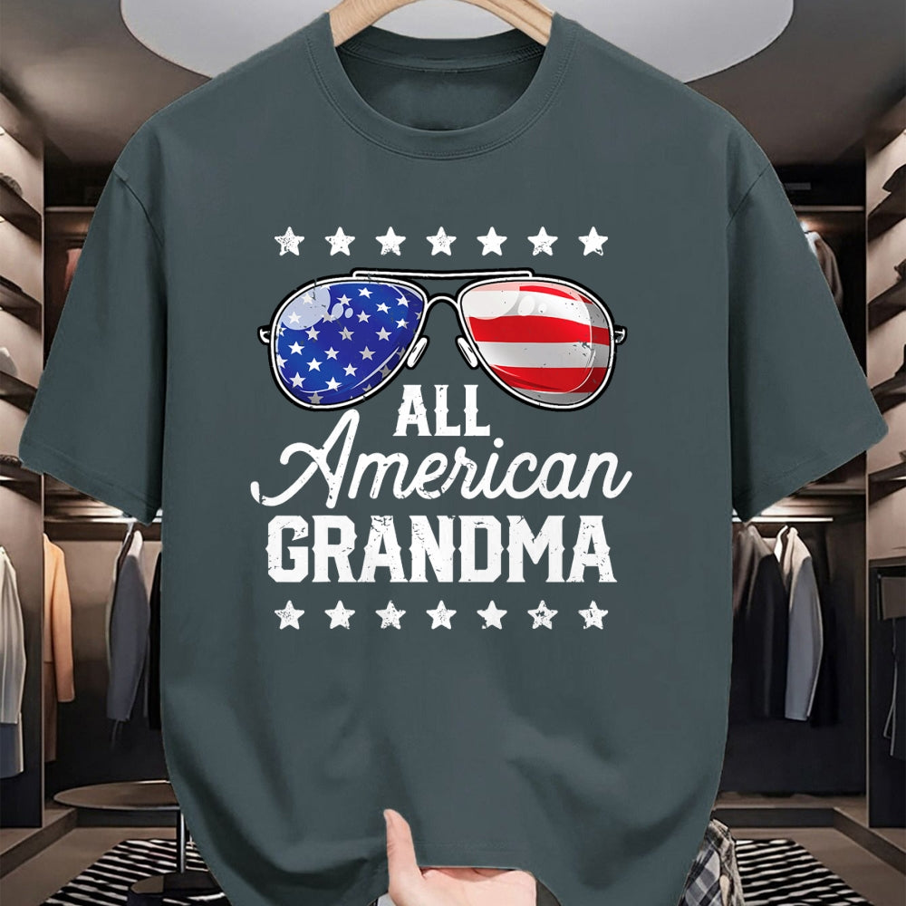 Best Grandma Shirt, Proud Grandma Unisex T-Shirt/Hoodie/Sweatshirt HLT00 - All American Grandma 4th of July Family Matching Sunglasses T-Shirt