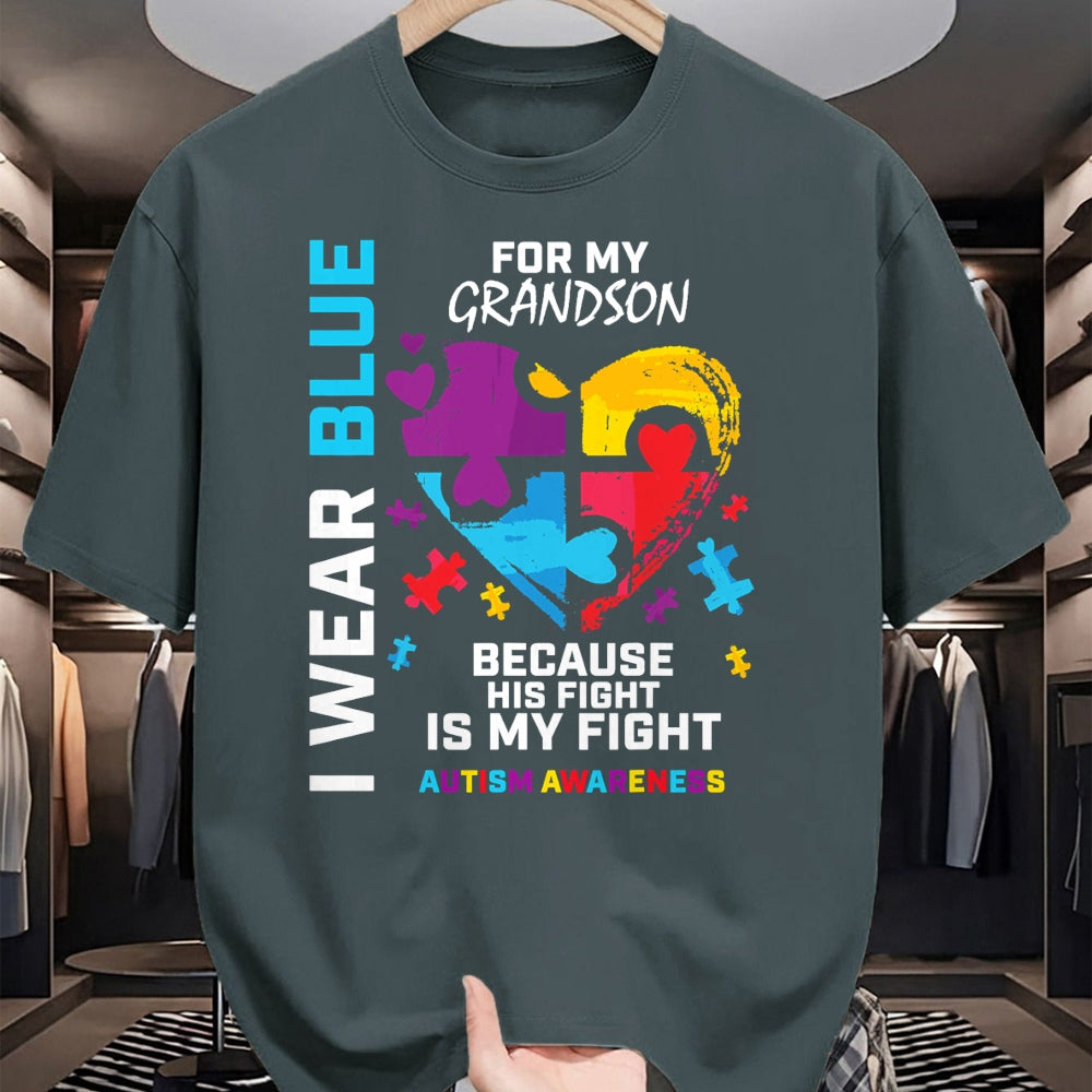 Best Grandma Shirt, Proud Grandma Unisex T-Shirt/Hoodie/Sweatshirt HLT00 - Grandma Grandpa I Wear Blue For My Grandson Autism Awareness T-Shirt