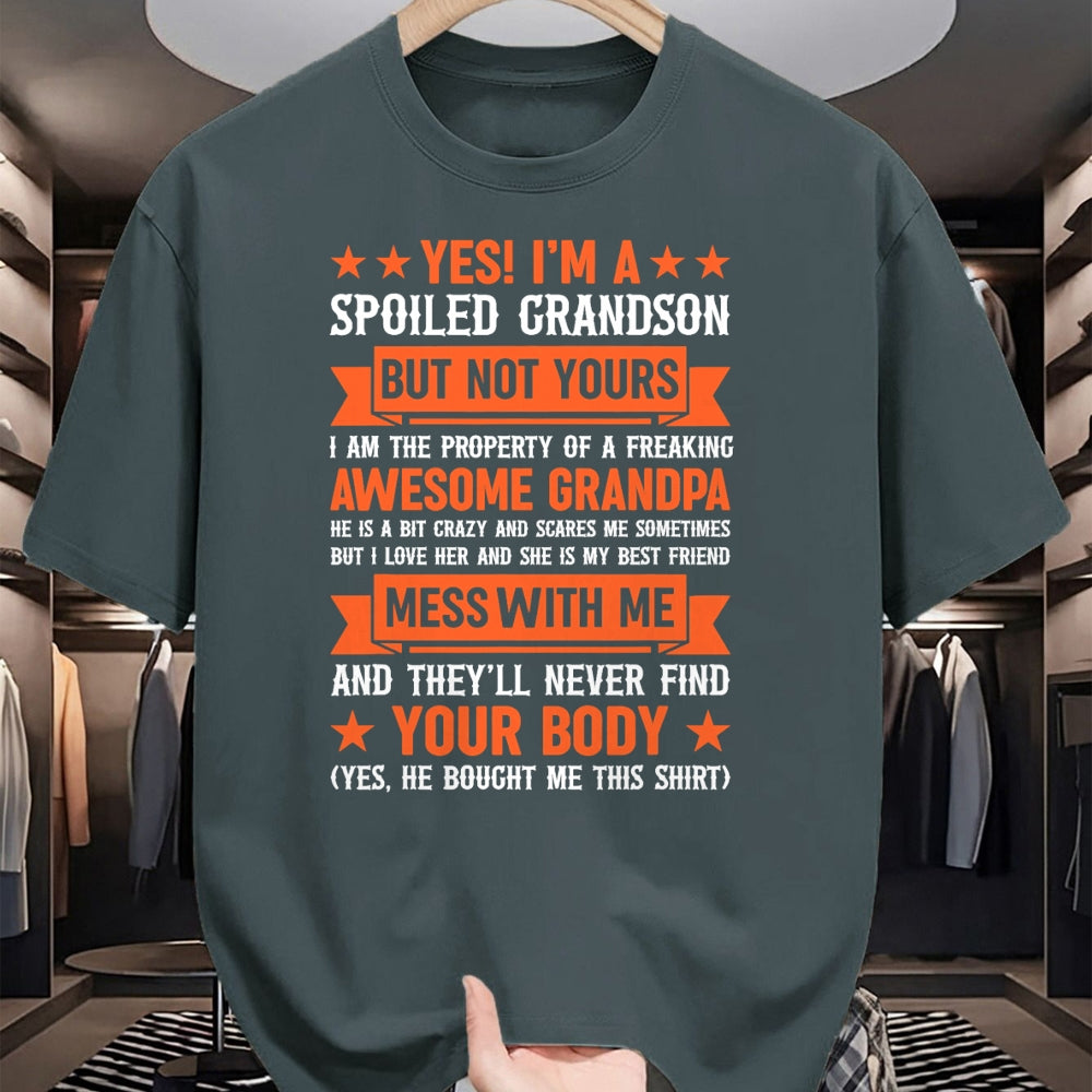 Best Grandma Shirt, Proud Grandma Unisex T-Shirt/Hoodie/Sweatshirt HLT00 - yes i'm a spoiled grandson T-Shirt (4)