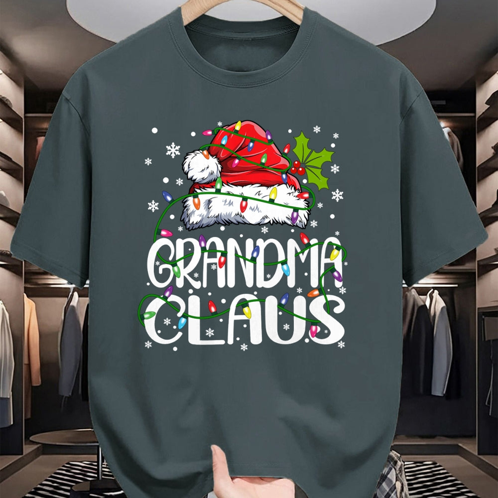 Best Grandma Shirt, Proud Grandma Unisex T-Shirt/Hoodie/Sweatshirt HLT00 - Grandma Claus Christmas Lights Pajama Family Matching Long Sleeve T-Shirt