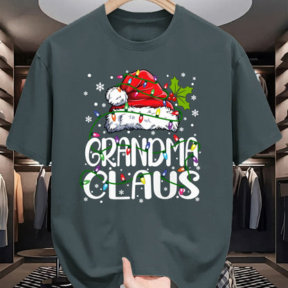 Best Grandma Shirt, Proud Grandma Unisex T-Shirt/Hoodie/Sweatshirt HLT00 - Grandma Claus Christmas Lights Pajama Family Matching Long Sleeve T-Shirt