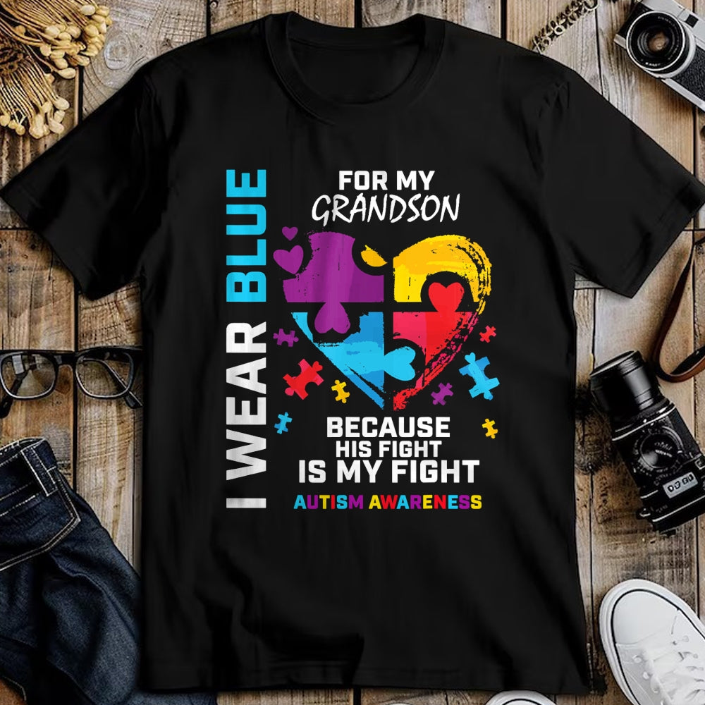 Best Grandma Shirt, Proud Grandma Unisex T-Shirt/Hoodie/Sweatshirt HLT00 - Grandma Grandpa I Wear Blue For My Grandson Autism Awareness T-Shirt