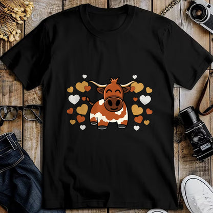 Best Farmer Life Shirt, Funny Farmer UnisexT-Shirt/Hoodie/Sweatshirt HLT00 - Cute Longhorn Cow With Hearts for Longhorn Cow Lovers T-Shirt