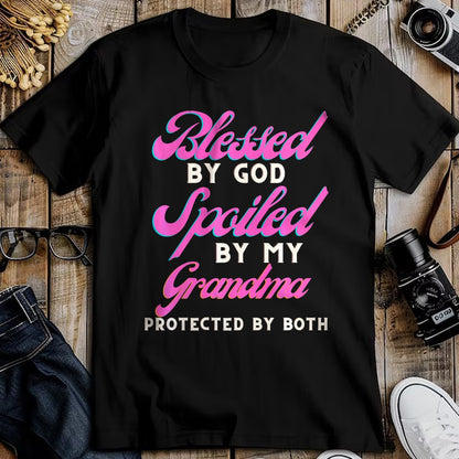 Best Grandma Shirt, Proud Grandma Unisex T-Shirt/Hoodie/Sweatshirt HLT00 - Blessed By God Spoiled By My Grandma Protected By Both Premium T-Shirt