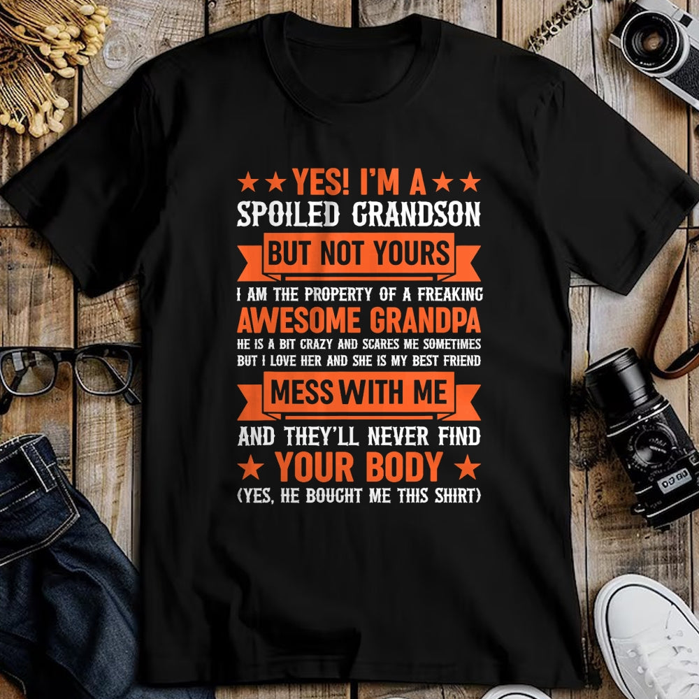 Best Grandma Shirt, Proud Grandma Unisex T-Shirt/Hoodie/Sweatshirt HLT00 - yes i'm a spoiled grandson T-Shirt (4)