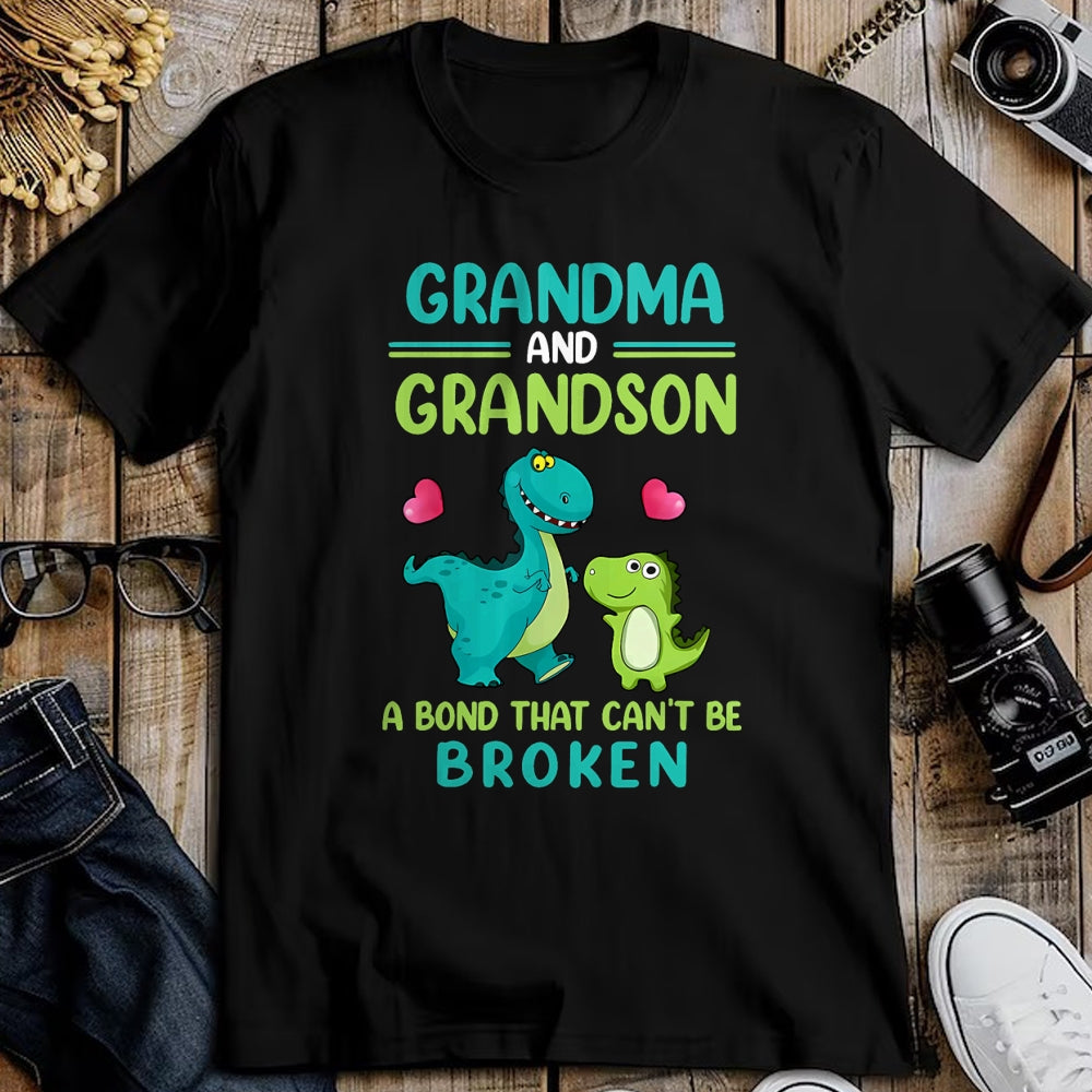 Best Grandma Shirt, Proud Grandma Unisex T-Shirt/Hoodie/Sweatshirt HLT00 - Grandma And Grandson A Bond That Can't Be Broken Dinosaur T-Shirt