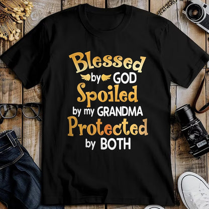 Best Grandma Shirt, Proud Grandma Unisex T-Shirt/Hoodie/Sweatshirt HLT00 - Blessed By God Spoiled By My Grandma Grandson Granddaughter T-Shirt