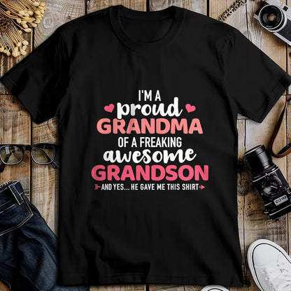 Best Grandma Shirt, Proud Grandma Unisex T-Shirt/Hoodie/Sweatshirt HLT00 - Proud grandma of an awesome grandson T-Shirt