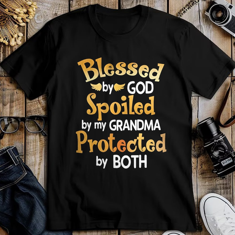 Best Grandma Shirt, Proud Grandma Unisex T-Shirt/Hoodie/Sweatshirt HLT00 - Blessed By God Spoiled By My Grandma Grandson Granddaughter T-Shirt (1)
