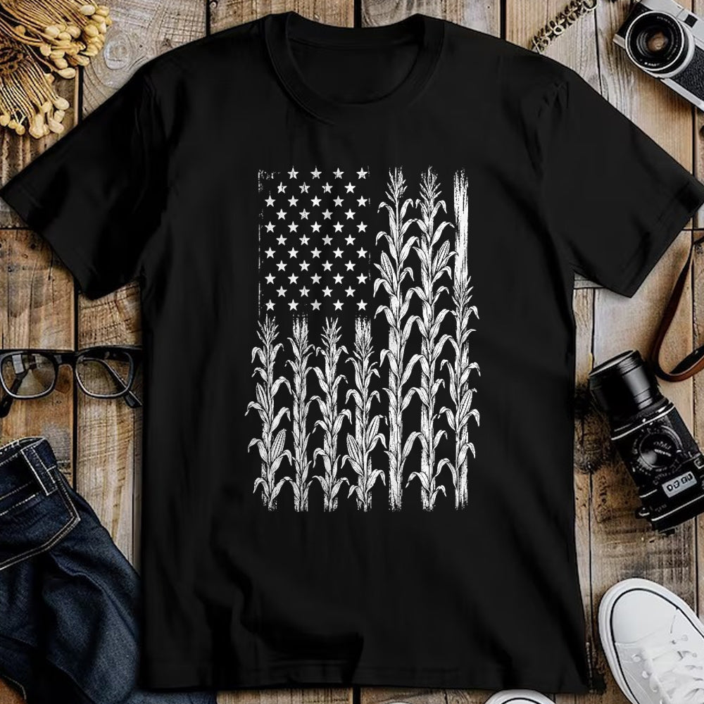 Best Farmer Life Shirt, Funny Farmer UnisexT-Shirt/Hoodie/Sweatshirt HLT00 - American Flag Corn Field Farmer Patriotic (on Back) T-Shirt (3)