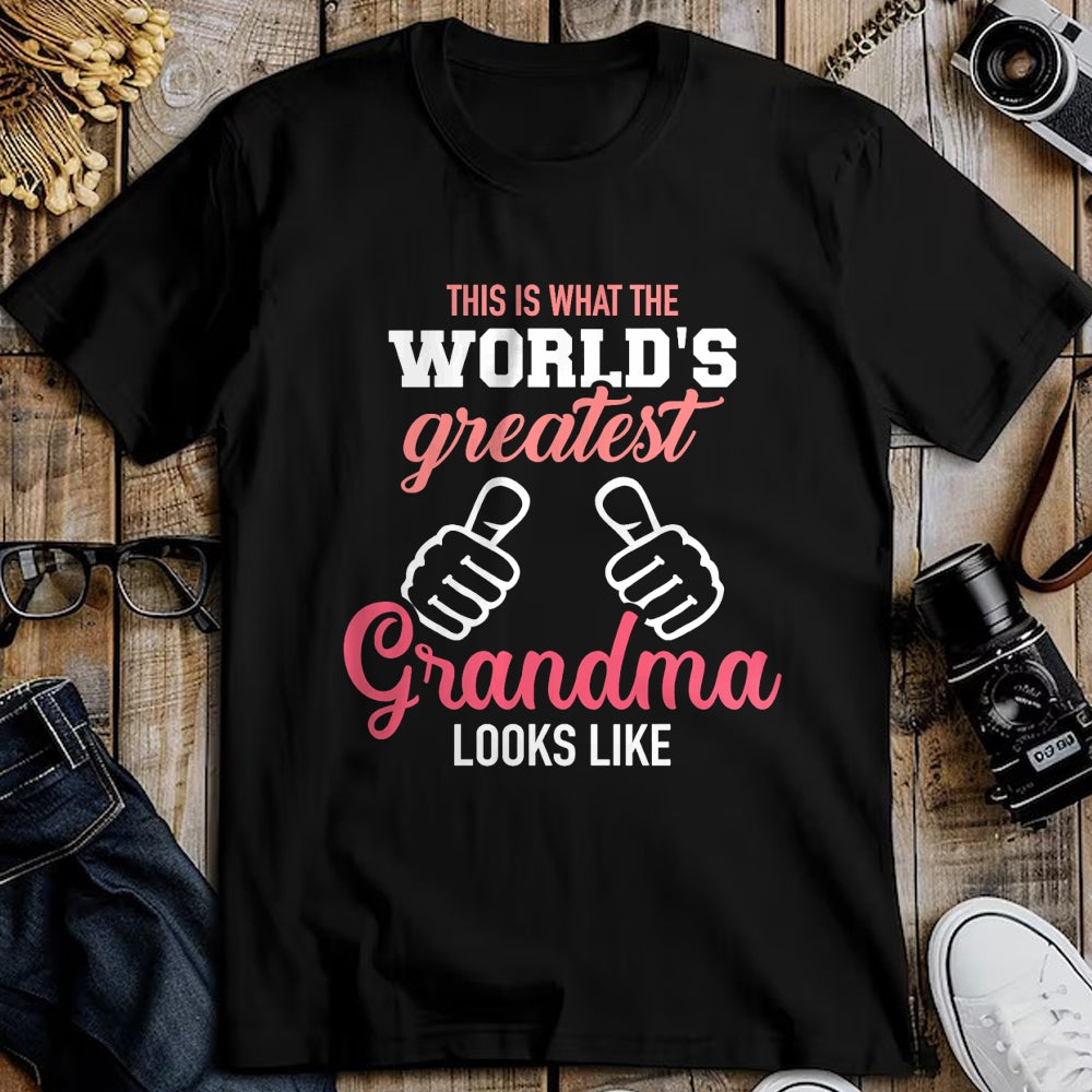 Best Grandma Shirt, Proud Grandma Unisex T-Shirt/Hoodie/Sweatshirt HLT00 - This is what world's greatest grandma looks like T-Shirt (1)