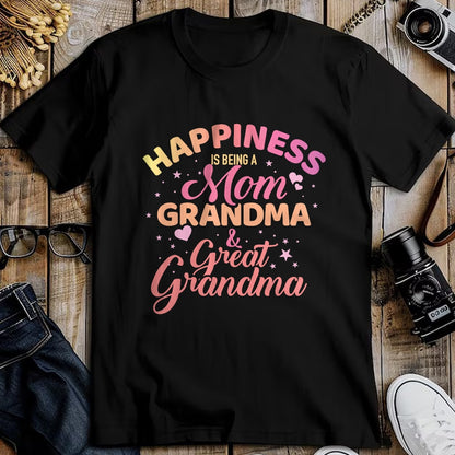 Best Grandma Shirt, Proud Grandma Unisex T-Shirt/Hoodie/Sweatshirt HLT00 - Happiness is being a mom, grandma and great grandma T-Shirt