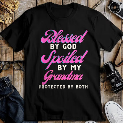 Best Grandma Shirt, Proud Grandma Unisex T-Shirt/Hoodie/Sweatshirt HLT00 - Blessed By God Spoiled By My Grandma Protected By Both T-Shirt