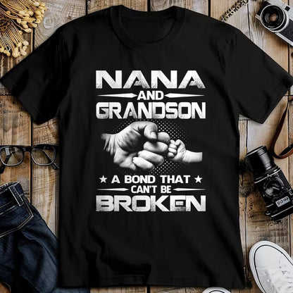 Best Grandma Shirt, Proud Grandma Unisex T-Shirt/Hoodie/Sweatshirt HLT00 - Nana And Grandson A Bond That Can't Be Broken T-Shirt