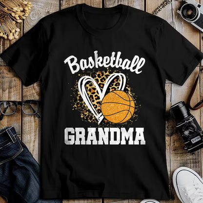 Best Grandma Shirt, Proud Grandma Unisex T-Shirt/Hoodie/Sweatshirt HLT00 - Basketball Grandma Leopard Heart T-Shirt