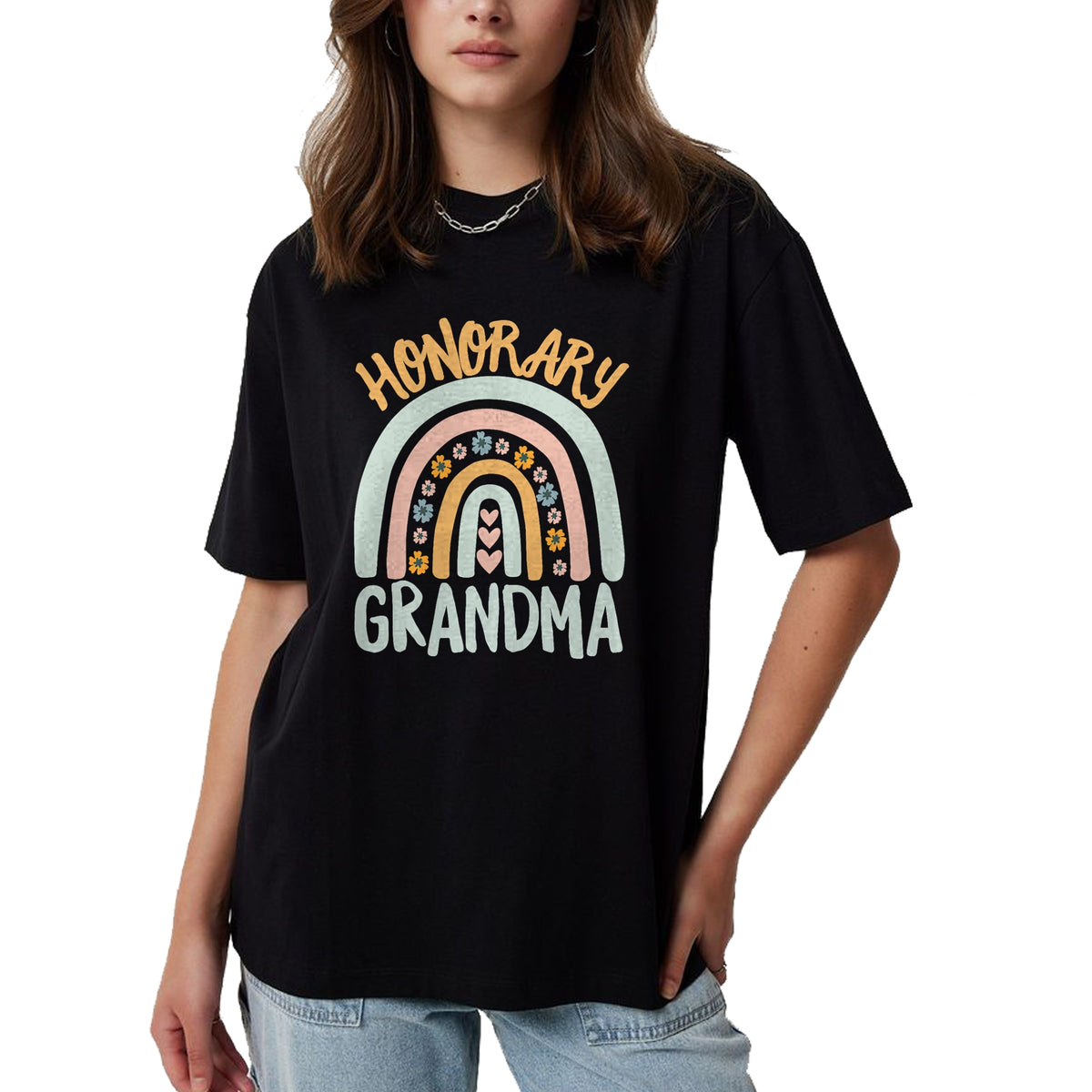 Best Grandma Shirt, Proud Grandma Unisex T-Shirt/Hoodie/Sweatshirt HLT00 - Honorary Grandma Foster Granddaughter Grandson Boho Rainbow T-Shirt