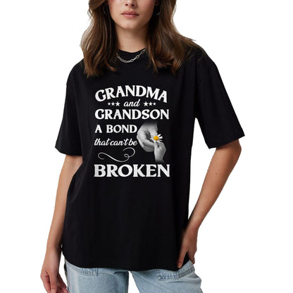 Best Grandma Shirt, Proud Grandma Unisex T-Shirt/Hoodie/Sweatshirt HLT00 - Grandma and Grandson A Bond That Can't Be Broken T-Shirt
