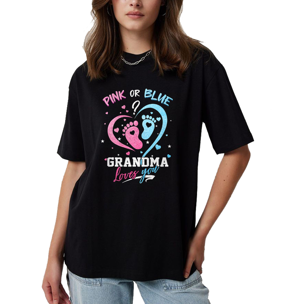 Best Grandma Shirt, Proud Grandma Unisex T-Shirt/Hoodie/Sweatshirt HLT00 - Pink Or Blue Grandma Loves You Gender Reveal Baby Gifts Mom T-Shirt