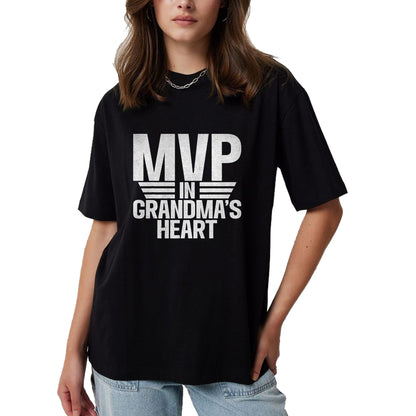 Best Grandma Shirt, Proud Grandma Unisex T-Shirt/Hoodie/Sweatshirt HLT00 - MVP in Grandmas Heart Grandson T-Shirt