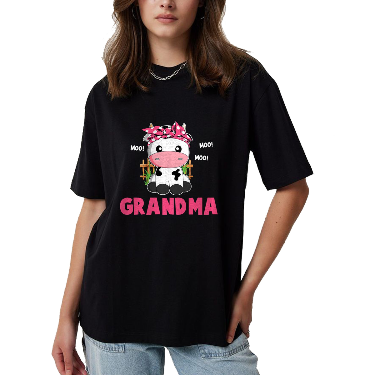 Best Grandma Shirt, Proud Grandma Unisex T-Shirt/Hoodie/Sweatshirt HLT00 - Funny Grandma Cow Cute Cow Farmer Birthday Matching Family T-Shirt