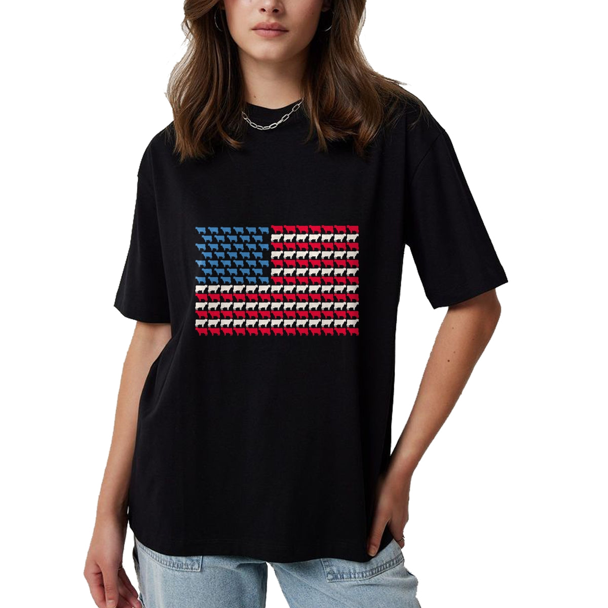 Best Farmer Life Shirt, Funny Farmer UnisexT-Shirt/Hoodie/Sweatshirt HLT00 - Cow American Flag Heifer US 4th of July Farm Cattle USA Gift T-Shirt