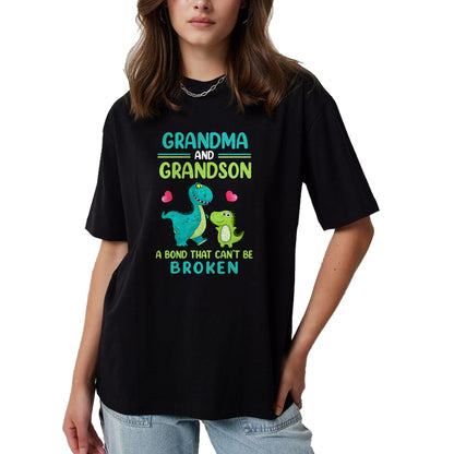 Best Grandma Shirt, Proud Grandma Unisex T-Shirt/Hoodie/Sweatshirt HLT00 - Grandma And Grandson A Bond That Can't Be Broken Dinosaur T-Shirt (1)