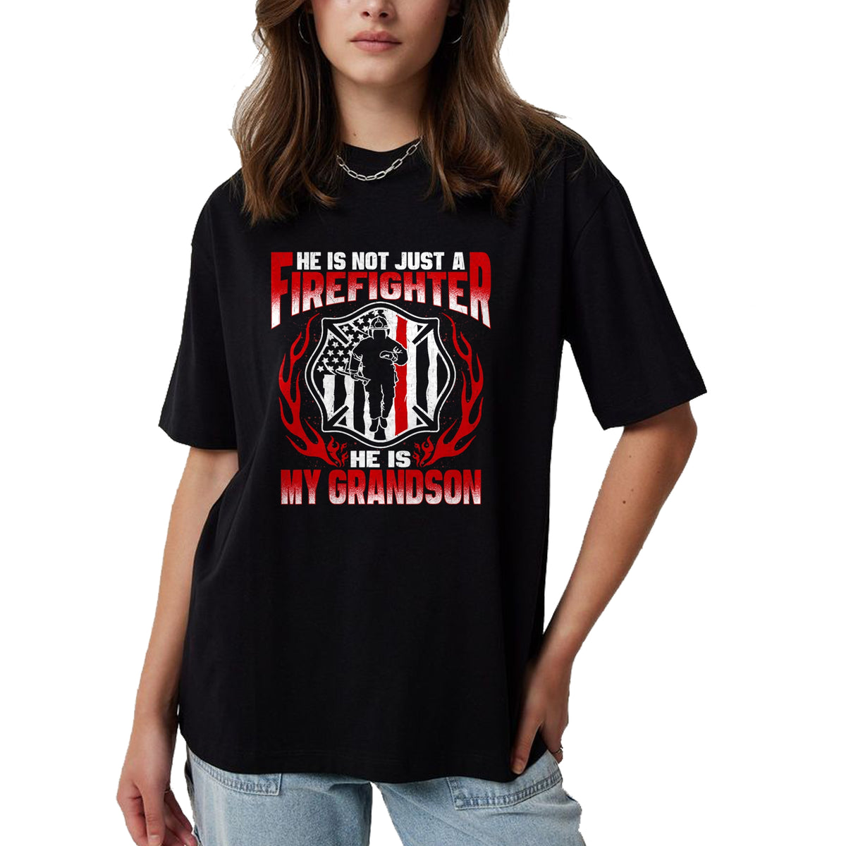 Best Grandma Shirt, Proud Grandma Unisex T-Shirt/Hoodie/Sweatshirt HLT00 - My Grandson Is Firefighter Hero Proud Fire Grandma Grandpa T-Shirt