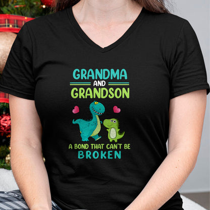 Best Grandma Shirt, Proud Grandma Unisex T-Shirt/Hoodie/Sweatshirt HLT00 - Grandma And Grandson A Bond That Can't Be Broken Dinosaur T-Shirt (1)