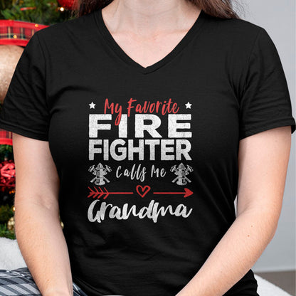 Best Grandma Shirt, Proud Grandma Unisex T-Shirt/Hoodie/Sweatshirt HLT00 - My Favorite Firefighter Calls Me Grandma Firefighter Grandma T-Shirt