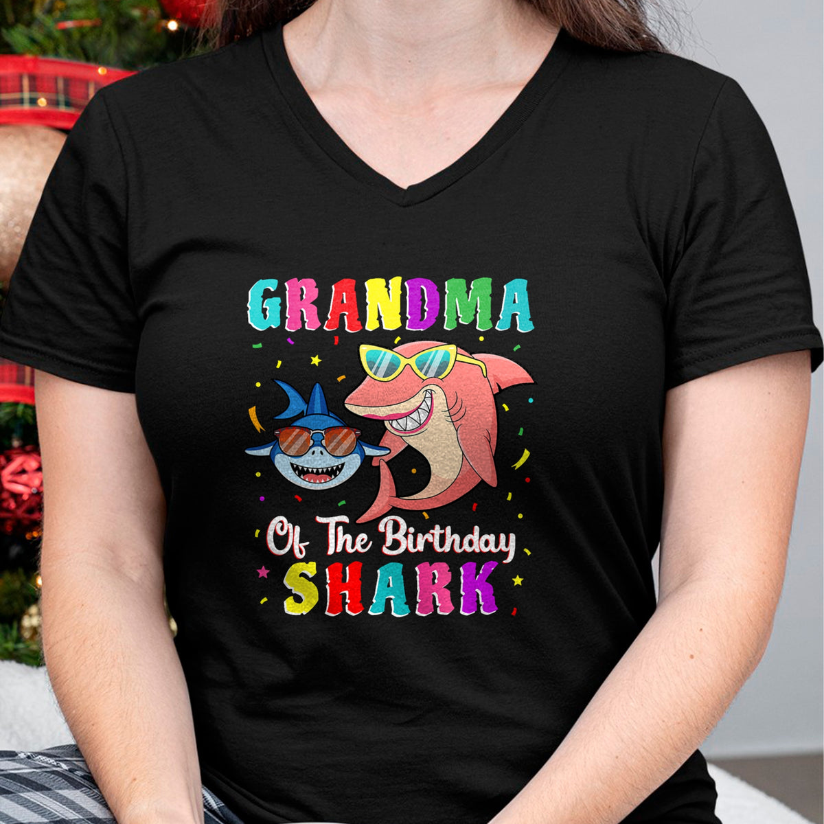 Best Grandma Shirt, Proud Grandma Unisex T-Shirt/Hoodie/Sweatshirt HLT00 - Grandma Of The Shark Birthday Family Birthday Grandson T-Shirt