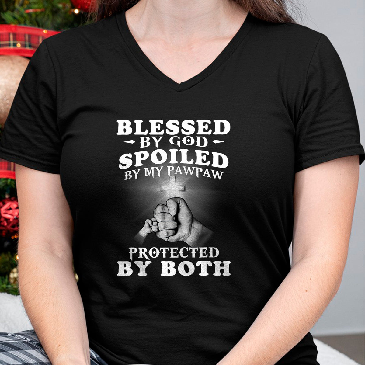 Best Grandma Shirt, Proud Grandma Unisex T-Shirt/Hoodie/Sweatshirt HLT00 - Blessed By God Spoiled By My Pawpaw Protected By Both T-Shirt