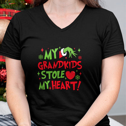 Best Grandma Shirt, Proud Grandma Unisex T-Shirt/Hoodie/Sweatshirt HLT00 - My Grandkids Stole My Heart Vintage Grandma Christmas Xmas T-Shirt