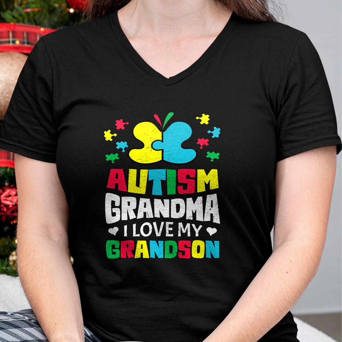 Best Grandma Shirt, Proud Grandma Unisex T-Shirt/Hoodie/Sweatshirt HLT00 - Autism Grandma I Love My Grandson Autistic Awareness T-Shirt