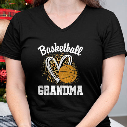 Best Grandma Shirt, Proud Grandma Unisex T-Shirt/Hoodie/Sweatshirt HLT00 - Basketball Grandma Leopard Heart T-Shirt