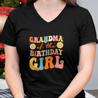 Best Grandma Shirt, Proud Grandma Unisex T-Shirt/Hoodie/Sweatshirt HLT00 - Grandma Of The Birthday Girl Granddaughter Groovy Retro T-Shirt