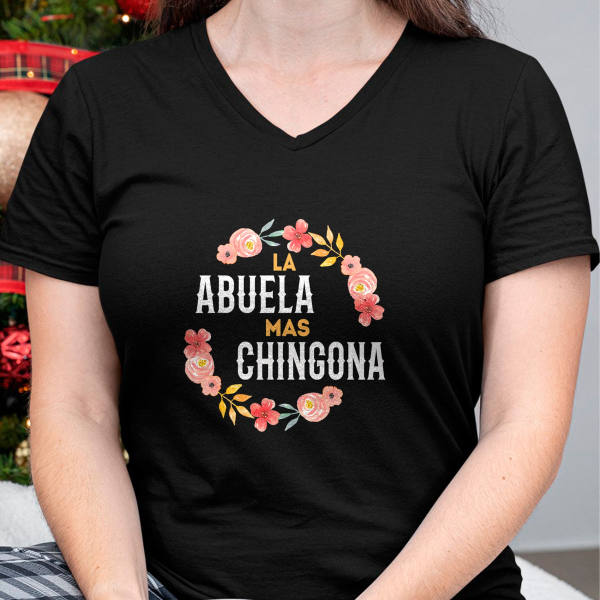 Best Grandma Shirt, Proud Grandma Unisex T-Shirt/Hoodie/Sweatshirt HLT00 - La Abuela Mas Chingona Spanish Grandma Floral Arch T-Shirt