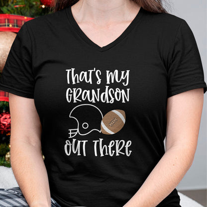 Best Grandma Shirt, Proud Grandma Unisex T-Shirt/Hoodie/Sweatshirt HLT00 - Proud Football Grandma Gift That's My Grandson Out There T-Shirt
