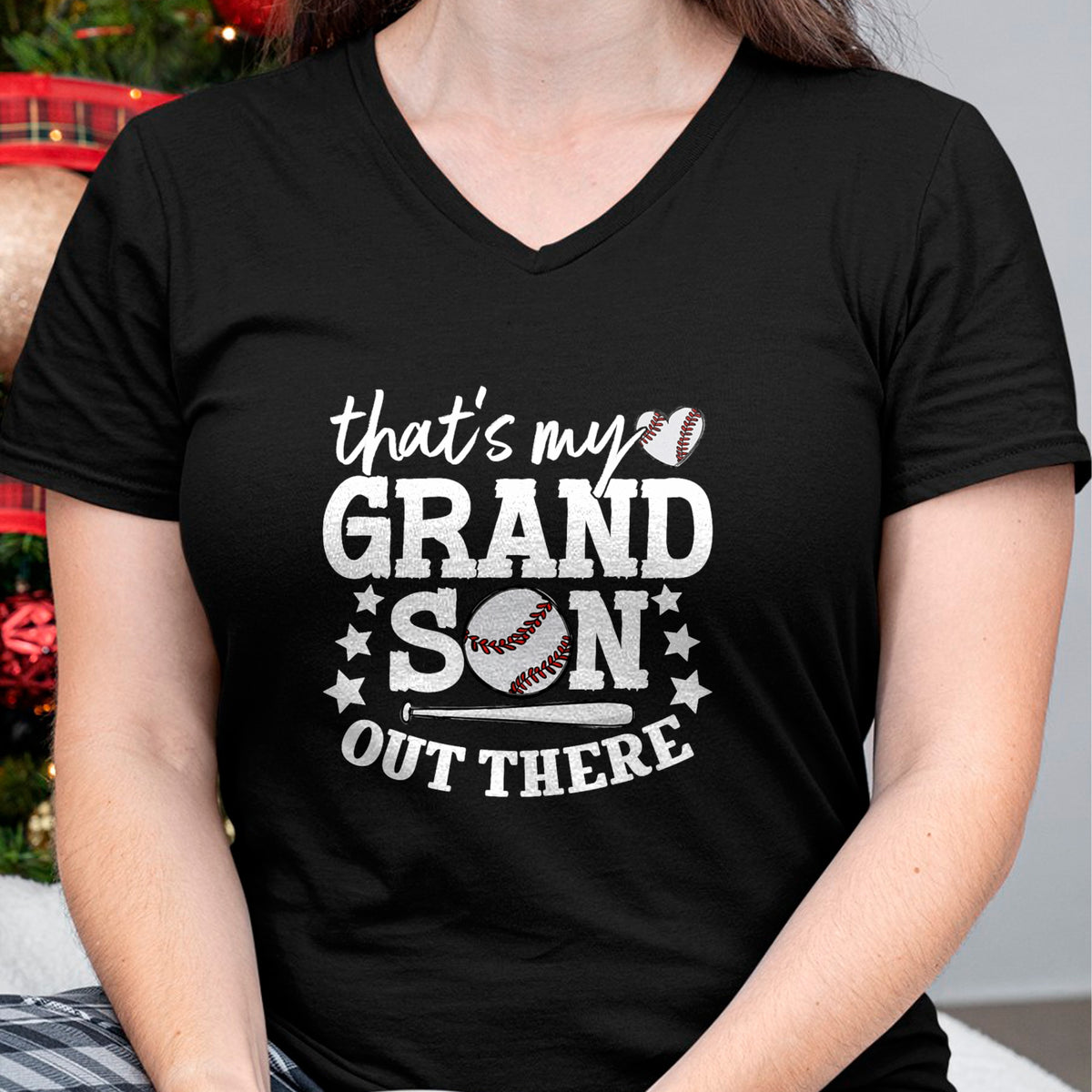 Best Grandma Shirt, Proud Grandma Unisex T-Shirt/Hoodie/Sweatshirt HLT00 - That's My Grandson Out There Women Baseball Grandma T-Ball T-Shirt