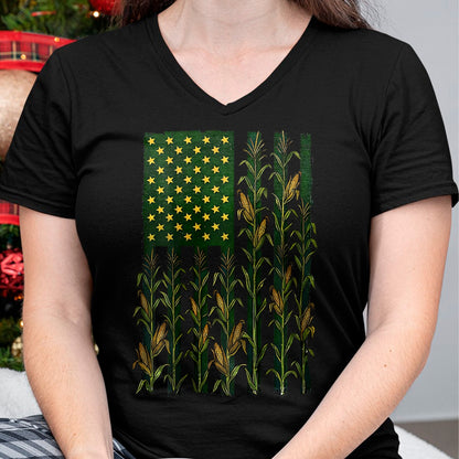 Best Farmer Life Shirt, Funny Farmer UnisexT-Shirt/Hoodie/Sweatshirt HLT00 - American Flag Corn Field Farmer Patriotic (on Back) T-Shirt