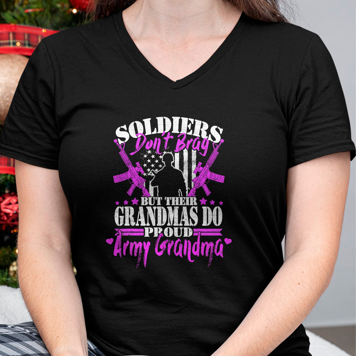 Best Grandma Shirt, Proud Grandma Unisex T-Shirt/Hoodie/Sweatshirt HLT00 - Proud Army Grandma Soldiers Don't Brag Military Grandmother T-Shirt