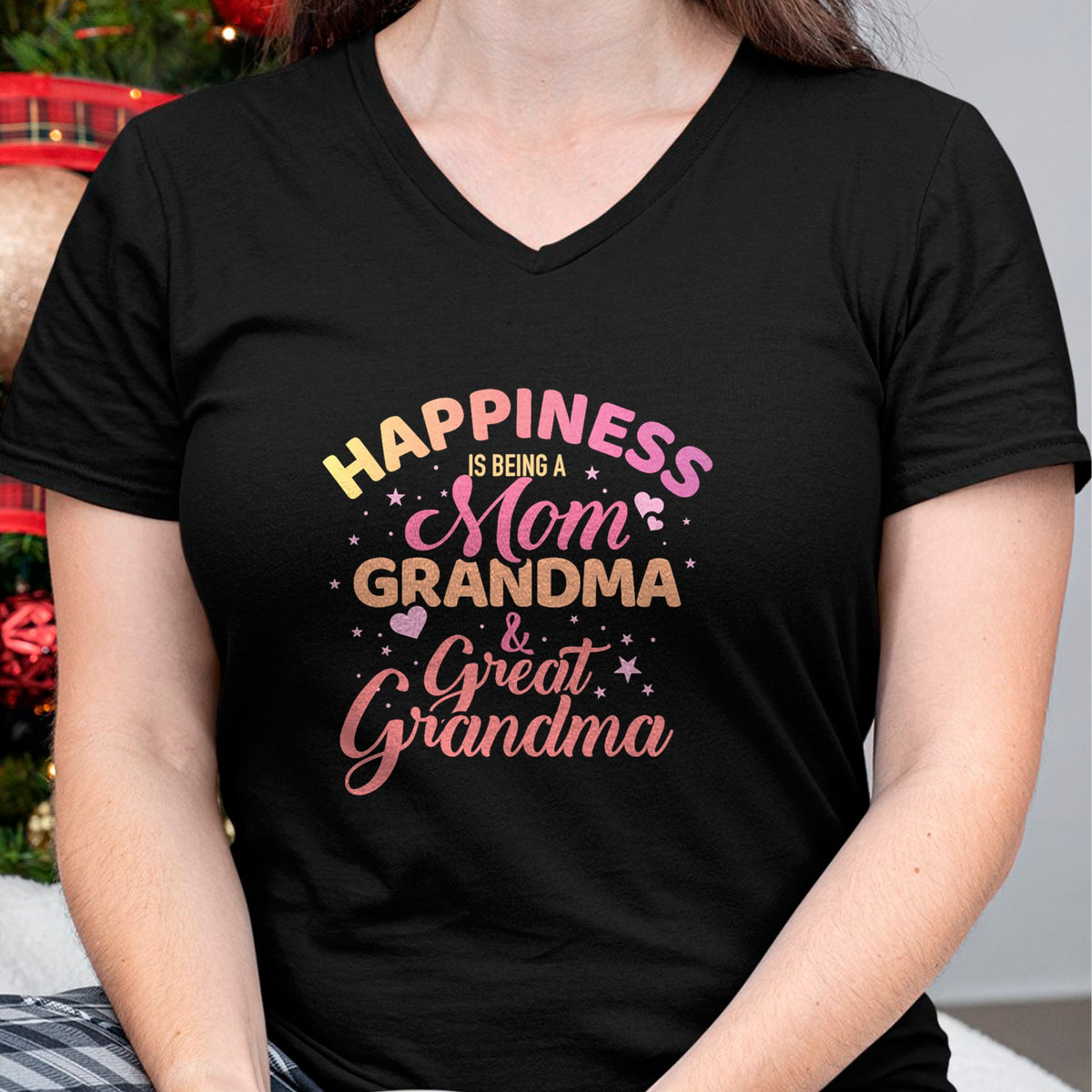 Best Grandma Shirt, Proud Grandma Unisex T-Shirt/Hoodie/Sweatshirt HLT00 - Happiness is being a mom, grandma and great grandma T-Shirt