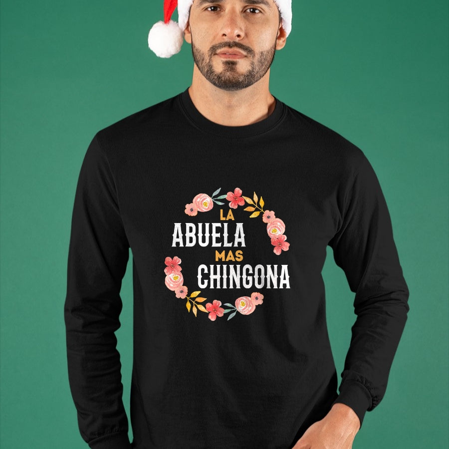 Best Grandma Shirt, Proud Grandma Unisex T-Shirt/Hoodie/Sweatshirt HLT00 - La Abuela Mas Chingona Spanish Grandma Floral Arch T-Shirt
